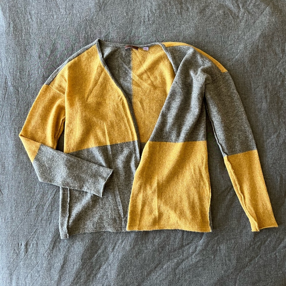 Cullen 100% Cashmere Soft Colorblock Open Front Cardigan Oversized Sweater